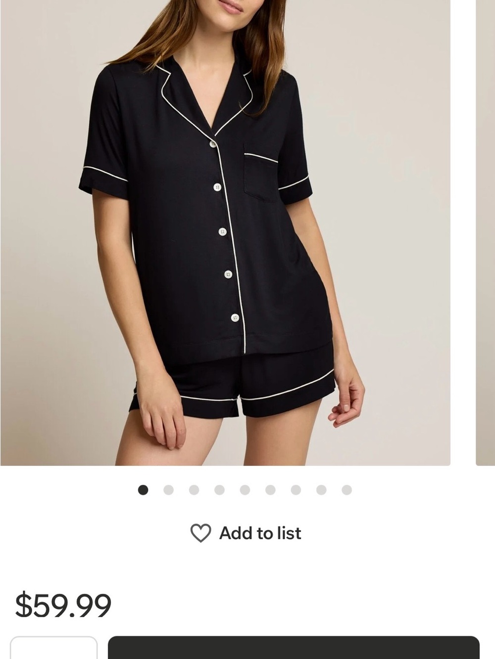Love & Lore PIPED PAJAMA SHORT SET - black